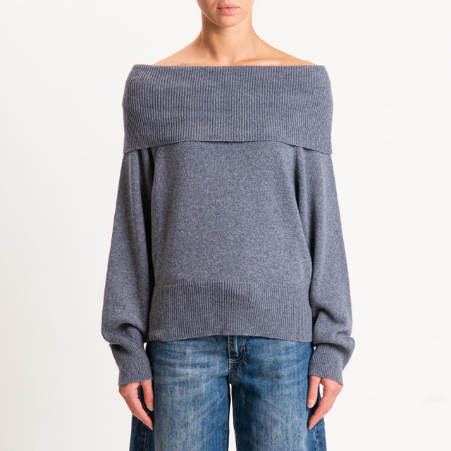 Kontatto-Maglia collo shiffer misto cashmere - grigio medio