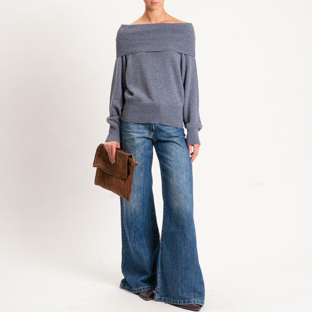 Kontatto-Maglia collo shiffer misto cashmere - grigio medio