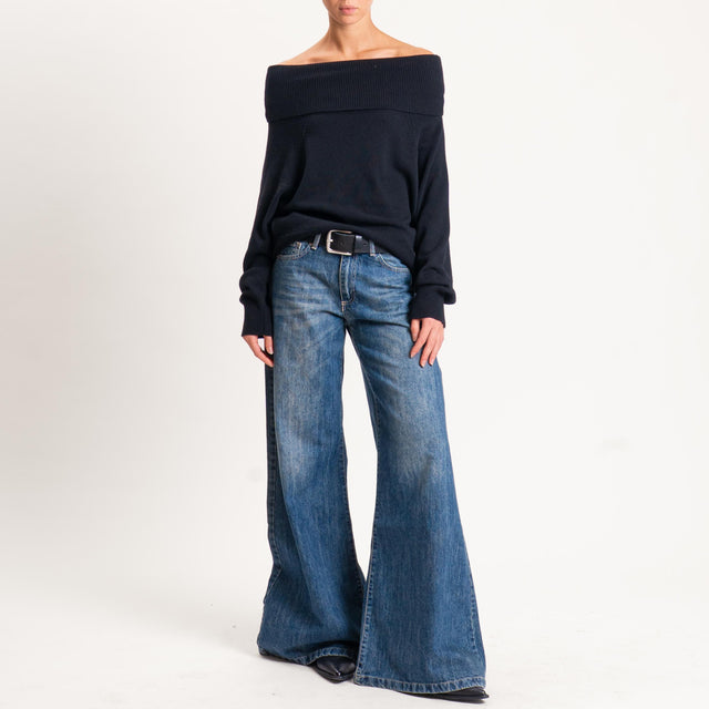 Kontatto-Maglia collo shiffer misto cashmere - nero
