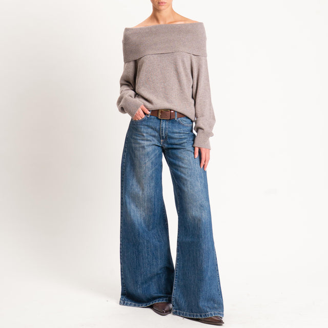 Kontatto-Maglia collo shiffer misto cashmere - tortora