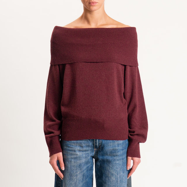 Kontatto-Maglia collo shiffer misto cashmere - Bordeaux