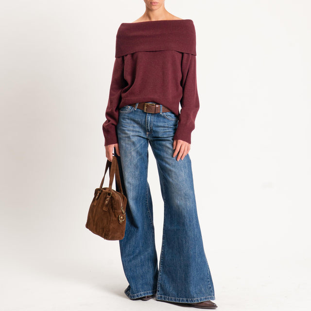 Kontatto-Maglia collo shiffer misto cashmere - Bordeaux