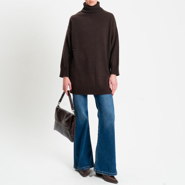 Kontatto-Maximaglia misto cashmere collo alto - moro