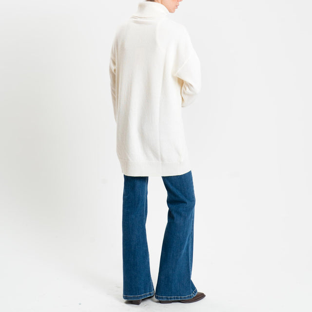 Kontatto-Maximaglia misto cashmere collo alto - panna