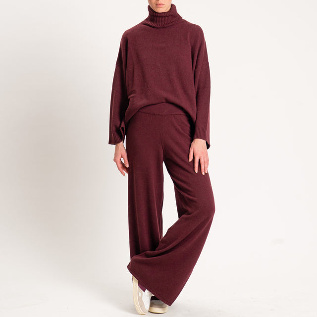 Kontatto-Pantalone in maglia misto cashmere - Bordeaux