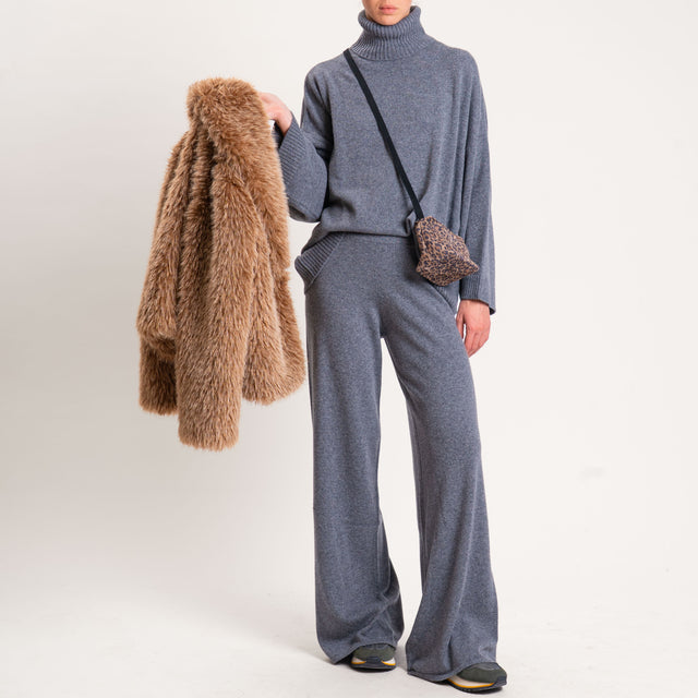 Kontatto-Pantalone in maglia misto cashmere - grigio medio