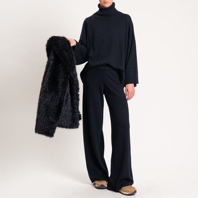 Kontatto-Pantalone in maglia misto cashmere - nero