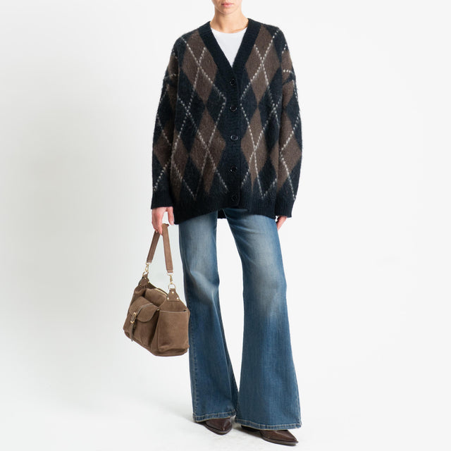 Kontatto-Cardigan mohair a rombi - nero/moro/beige