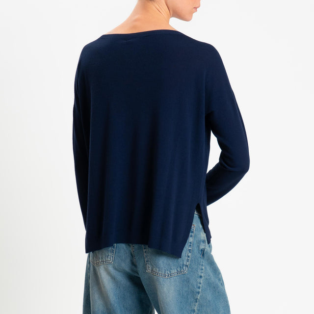 Kontatto- Maglia scatola spacchi laterali - Blu