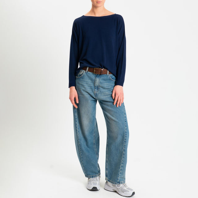 Kontatto- Maglia scatola spacchi laterali - Blu