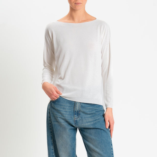 Kontatto- Maglia scatola spacchi laterali - off white