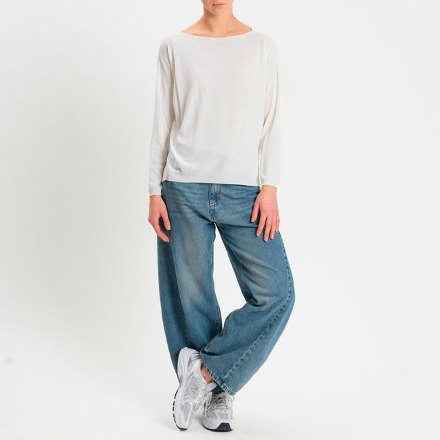 Kontatto- Maglia scatola spacchi laterali - off white