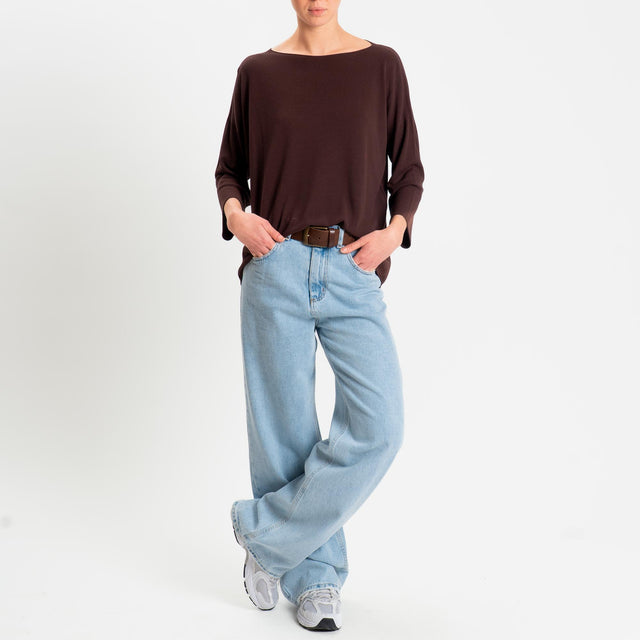 Kontatto- Maglia scatola manica 3/4 - cioccolato