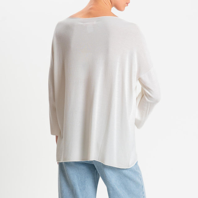 Kontatto- Maglia scatola manica 3/4 - off white