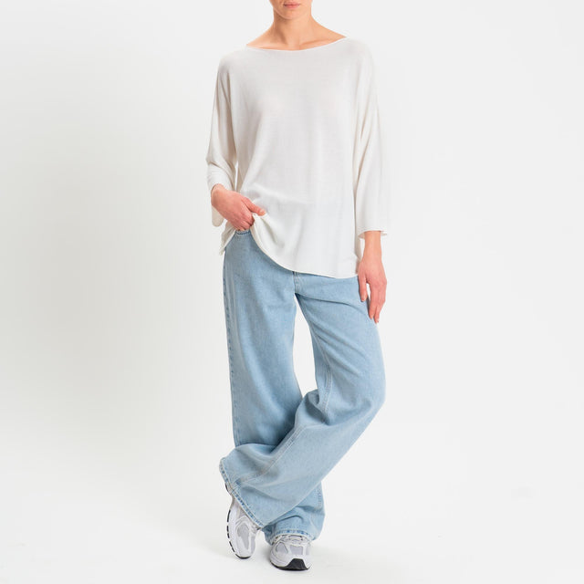 Kontatto- Maglia scatola manica 3/4 - off white