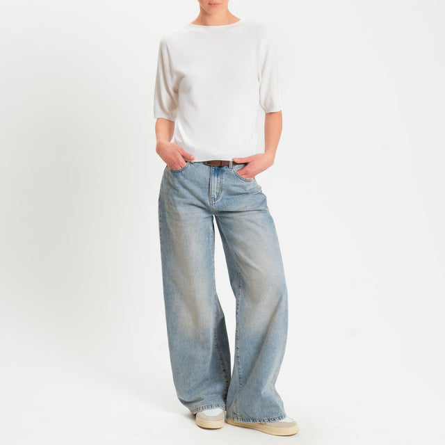 Kontatto- Maglia girocollo manica 3/4 - off white