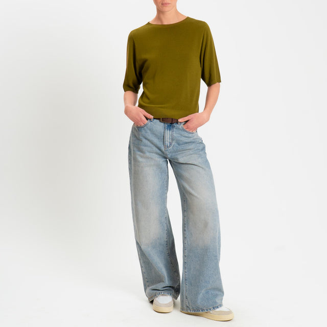 Kontatto- Maglia girocollo manica 3/4 - olio