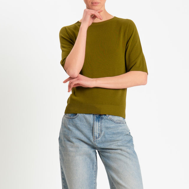 Kontatto- Maglia girocollo manica 3/4 - olio