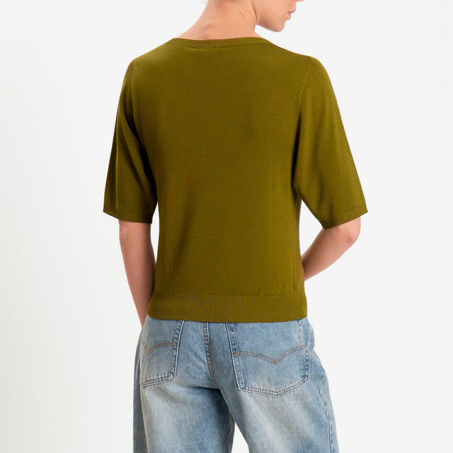 Kontatto- Maglia girocollo manica 3/4 - olio