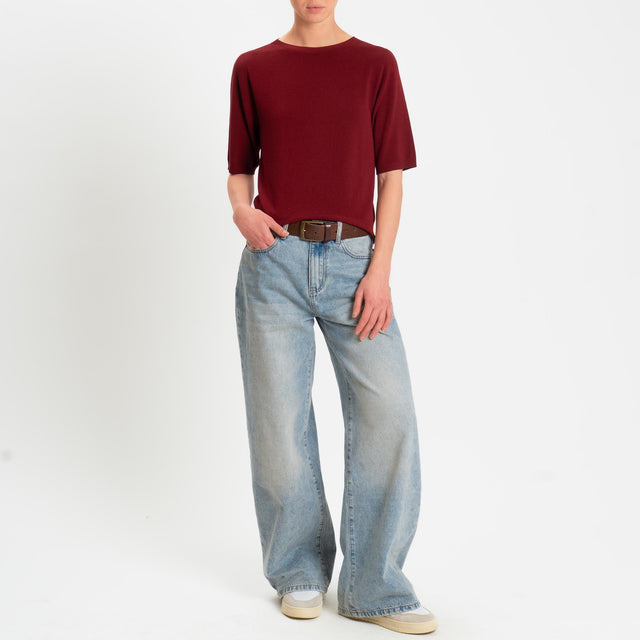 Kontatto- Maglia girocollo manica 3/4 - vino