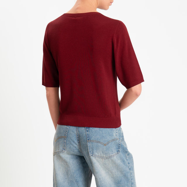 Kontatto- Maglia girocollo manica 3/4 - vino