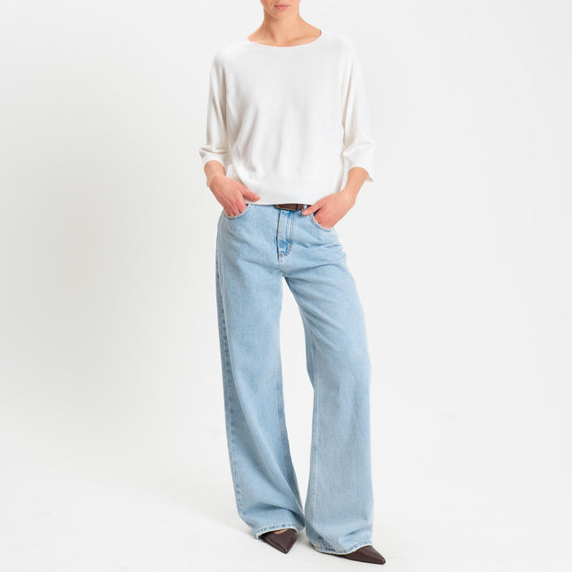 Kontatto- Maglia scatola girocollo manica 3/4 - off white