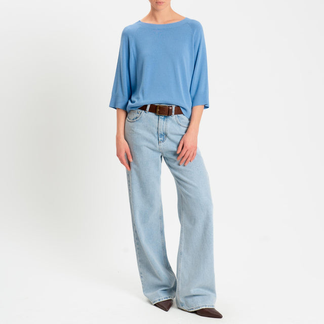 Kontatto- Maglia scatola girocollo manica 3/4 - denim