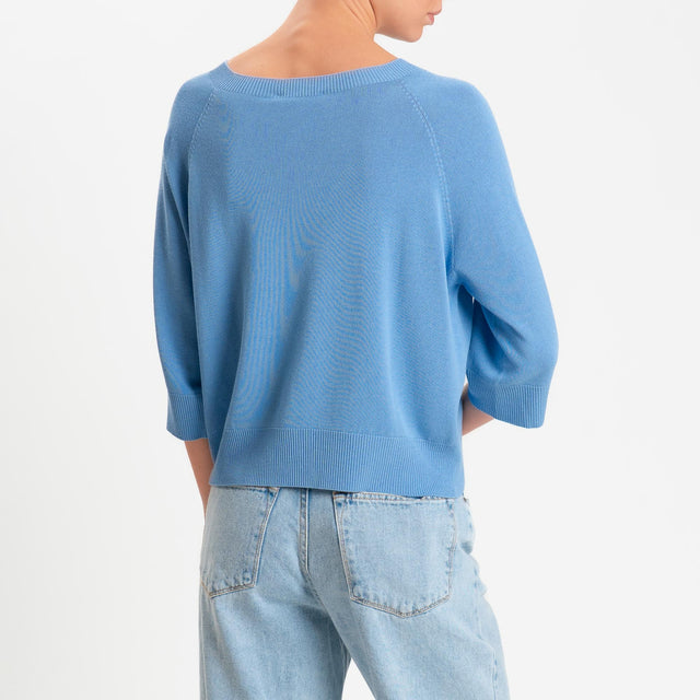 Kontatto- Maglia scatola girocollo manica 3/4 - denim