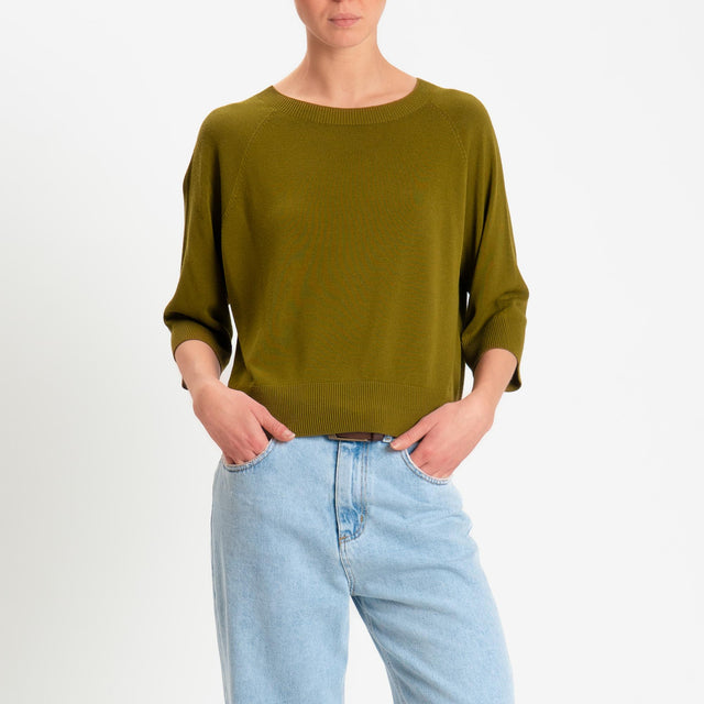 Kontatto- Maglia scatola girocollo manica 3/4 - olio