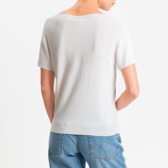 Kontatto- Maglia girocollo mezza manica piquè - off white