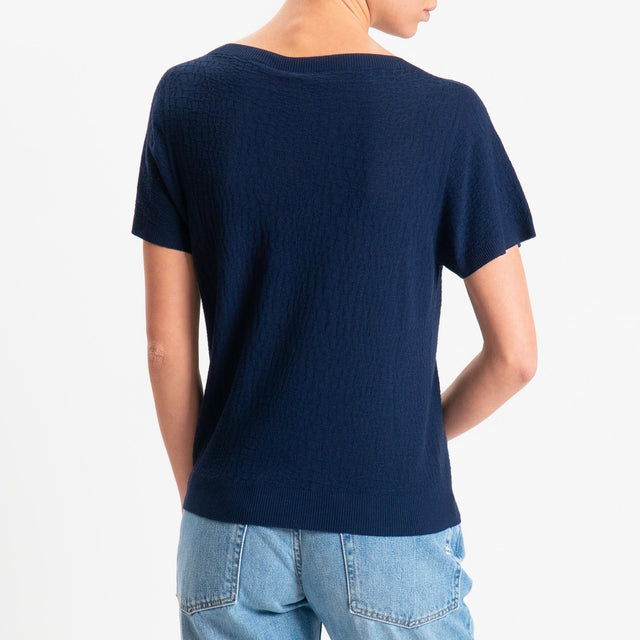 Kontatto- Maglia girocollo mezza manica piquè - Blu