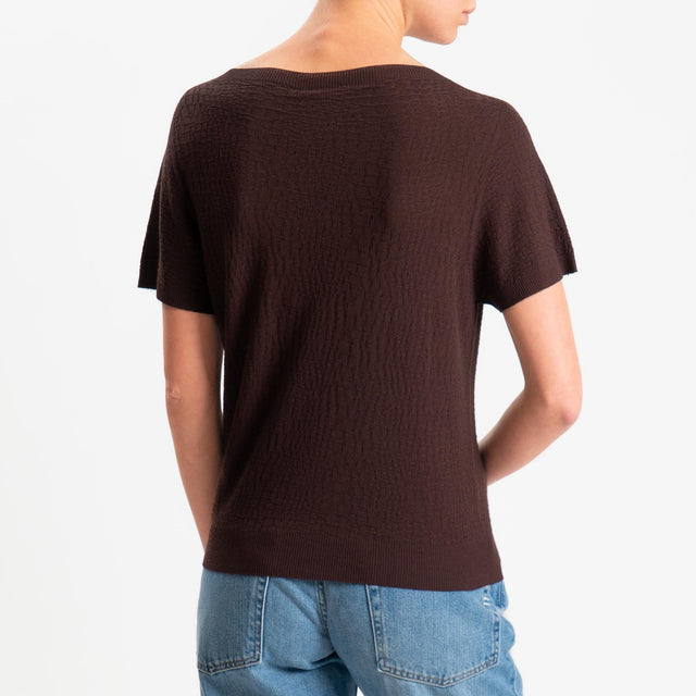 Kontatto- Maglia girocollo mezza manica piquè - cioccolato