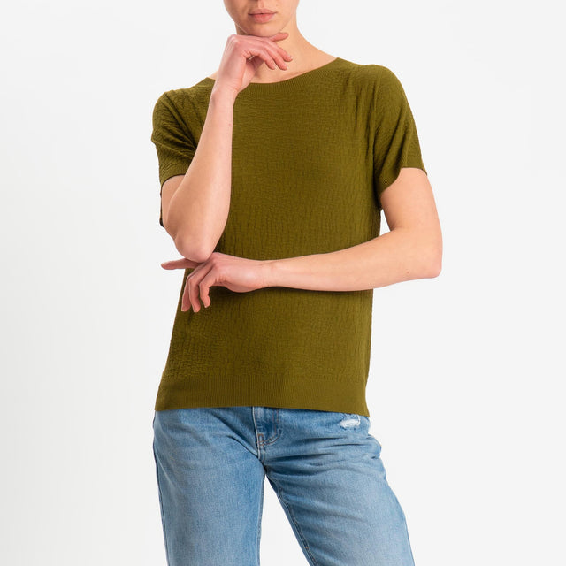 Kontatto- Maglia girocollo mezza manica piquè - olio