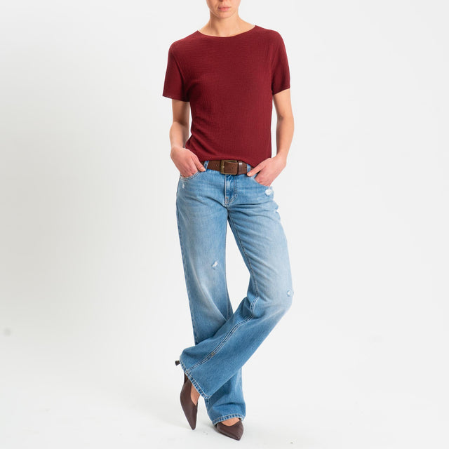 Kontatto- Maglia girocollo mezza manica piquè - vino