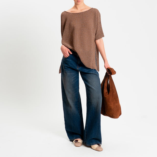 Kontatto- Maglia scollo barca mezza manica in lurex - mou