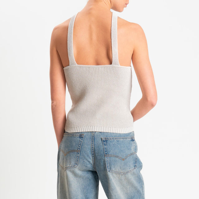 Kontatto- Top con nodo a costine - off white