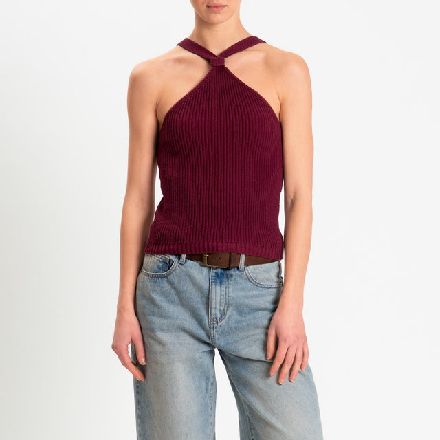 Kontatto- Top con nodo a costine - vino