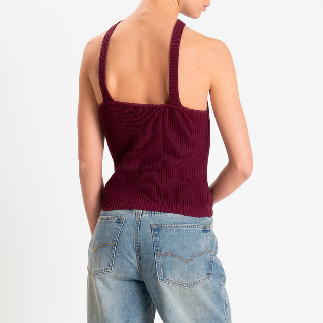 Kontatto- Top con nodo a costine - vino