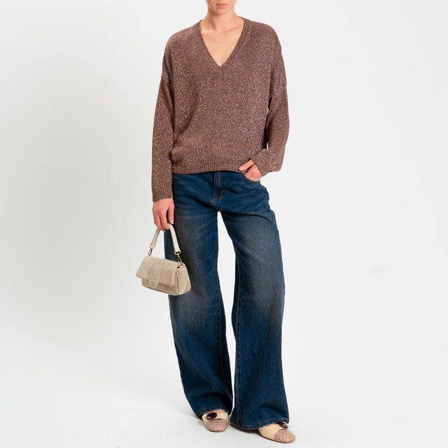 Kontatto- Maglia scollo v in lurex - mou