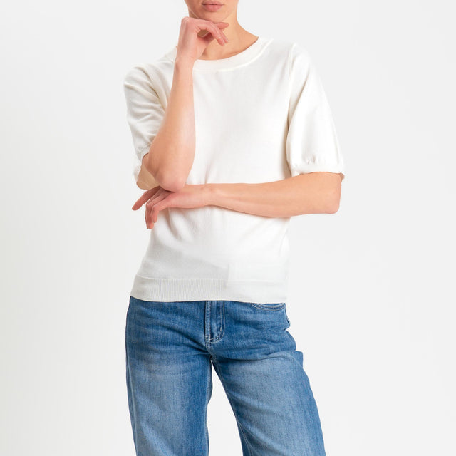 Kontatto- Maglia scatola mezza manica - off white