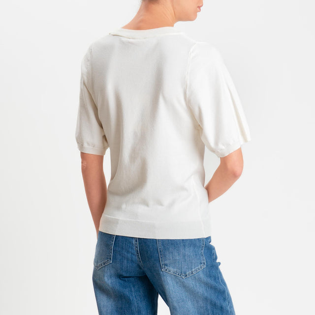 Kontatto- Maglia scatola mezza manica - off white