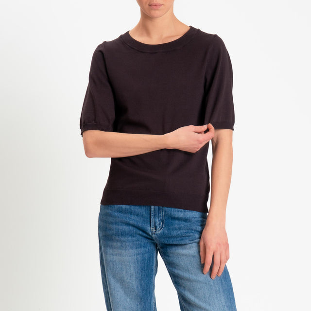 Kontatto- Maglia scatola mezza manica - cioccolato