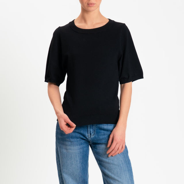 Kontatto- Maglia scatola mezza manica - Nero