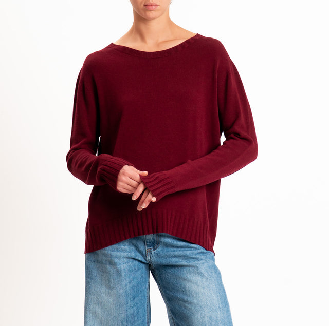 Kontatto-Maglia girocollo spacco dietro - marsala