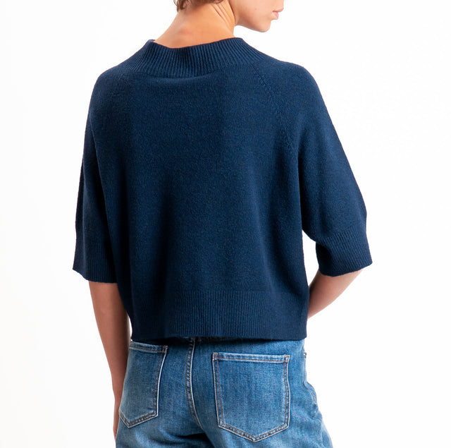 Kontatto-Maglia cropped collo cratere - blu