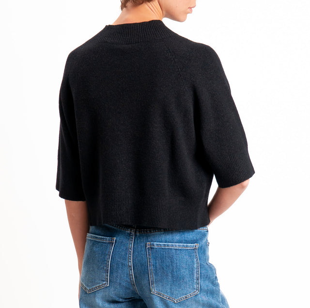 Kontatto-Maglia cropped collo cratere - Nero