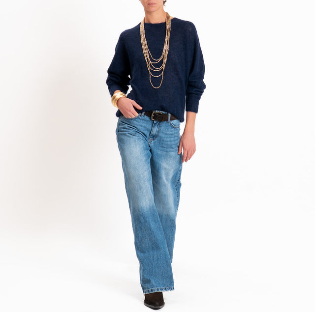Kontatto-Maglia manica raglan misto alpaca - blu