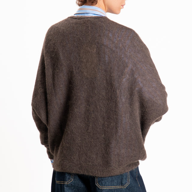 Kontatto-Maglia over scollo v misto alpaca - moka