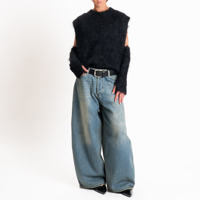 Kontatto-Gilet mohair con manicotti - nero