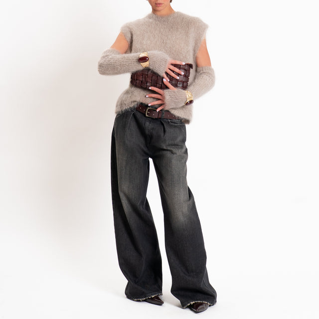 Kontatto-Gilet mohair con manicotti - taupe